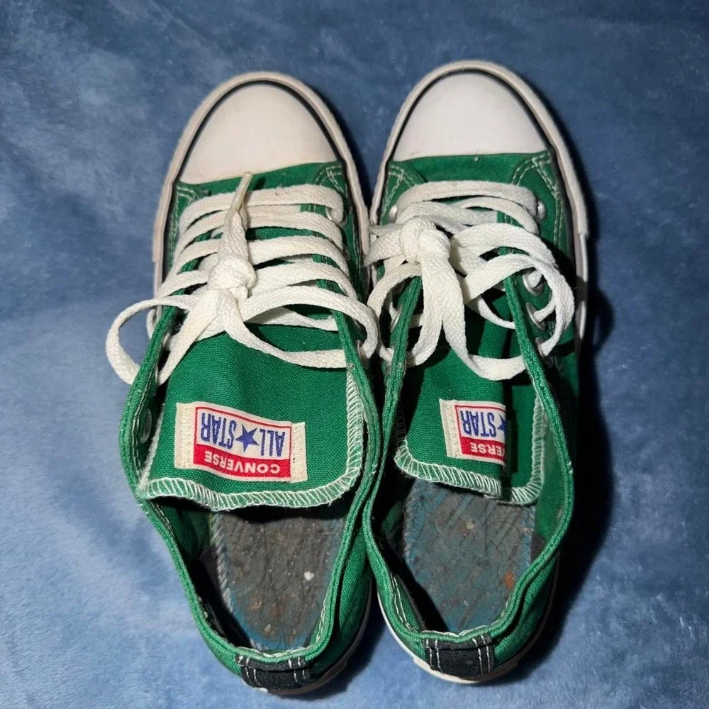 Green Converse All Star sneakers women size 5 with black stripes